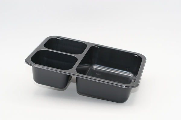 3-Compartment #3 High Impact CPET Tray, Black